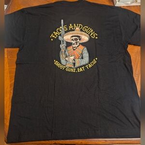 Tacos & Guns Black Men's Graphic T-Shirt Nwt Size XL Soft Cotton Tee